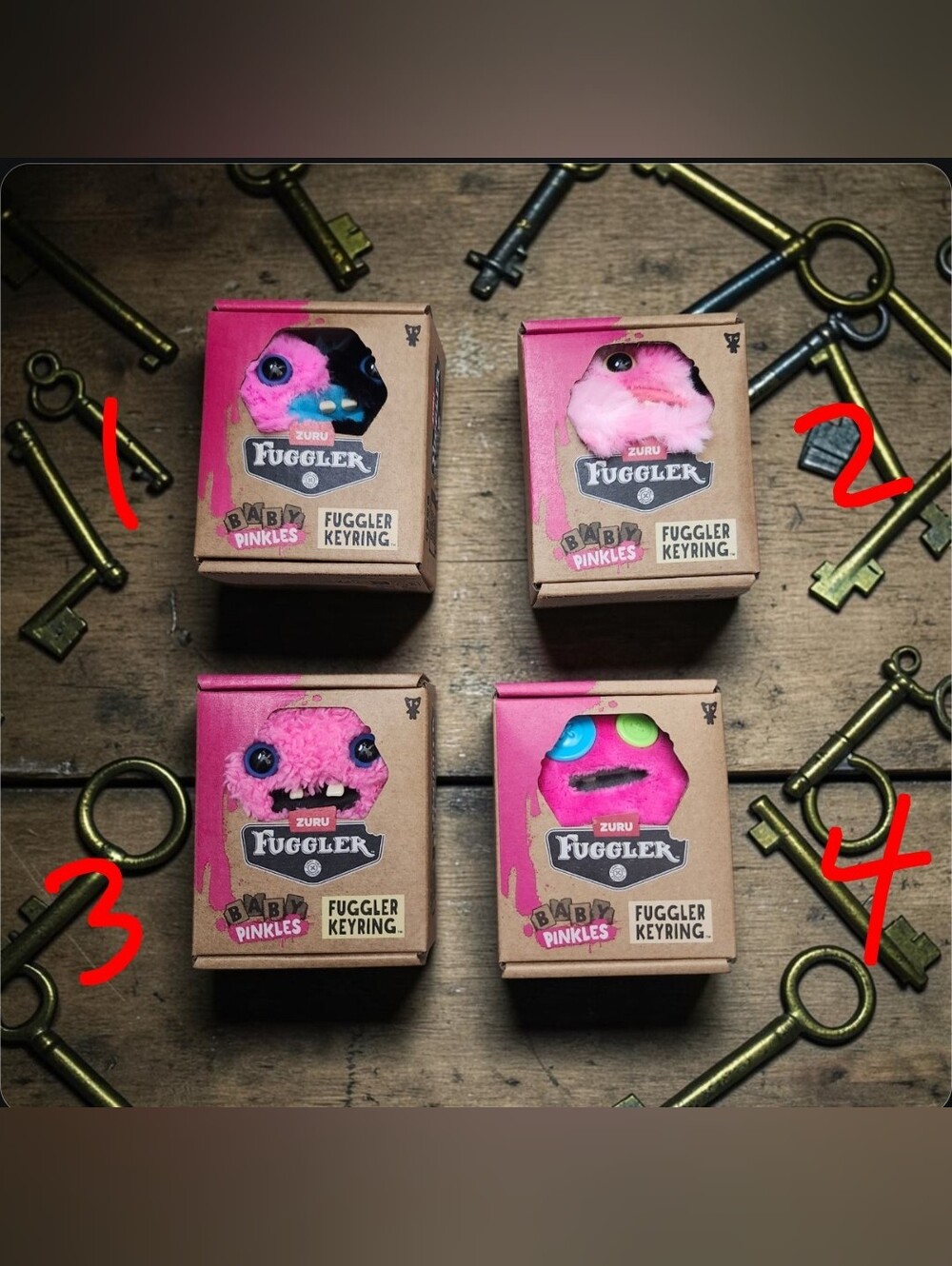 Pick 1 Fuggler Baby Pinkles Keyring/Bagcharm - Plushies NIB
